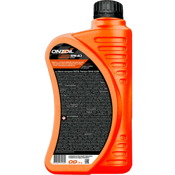 Моторное масло ONZOIL Premium 5W-40 A3/B4 Синтетическое — 0.9L