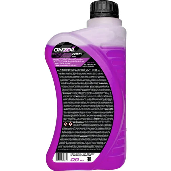 Антифриз ONZOIL Аntifreeze G12++ Violet -40 Лобридный — 0.9L
